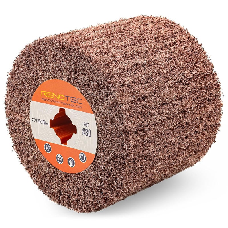 RENOTEC Non Woven Burnishing Wheel, 4.33" x 4", 110x100mm, for Burnishing Polishing Machine, 3/4 Inch Arbor - Image 1